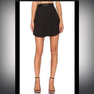 Revolve Saylor Brianna Textured Black‎ Mini Skirt Size S Textured Ruffle